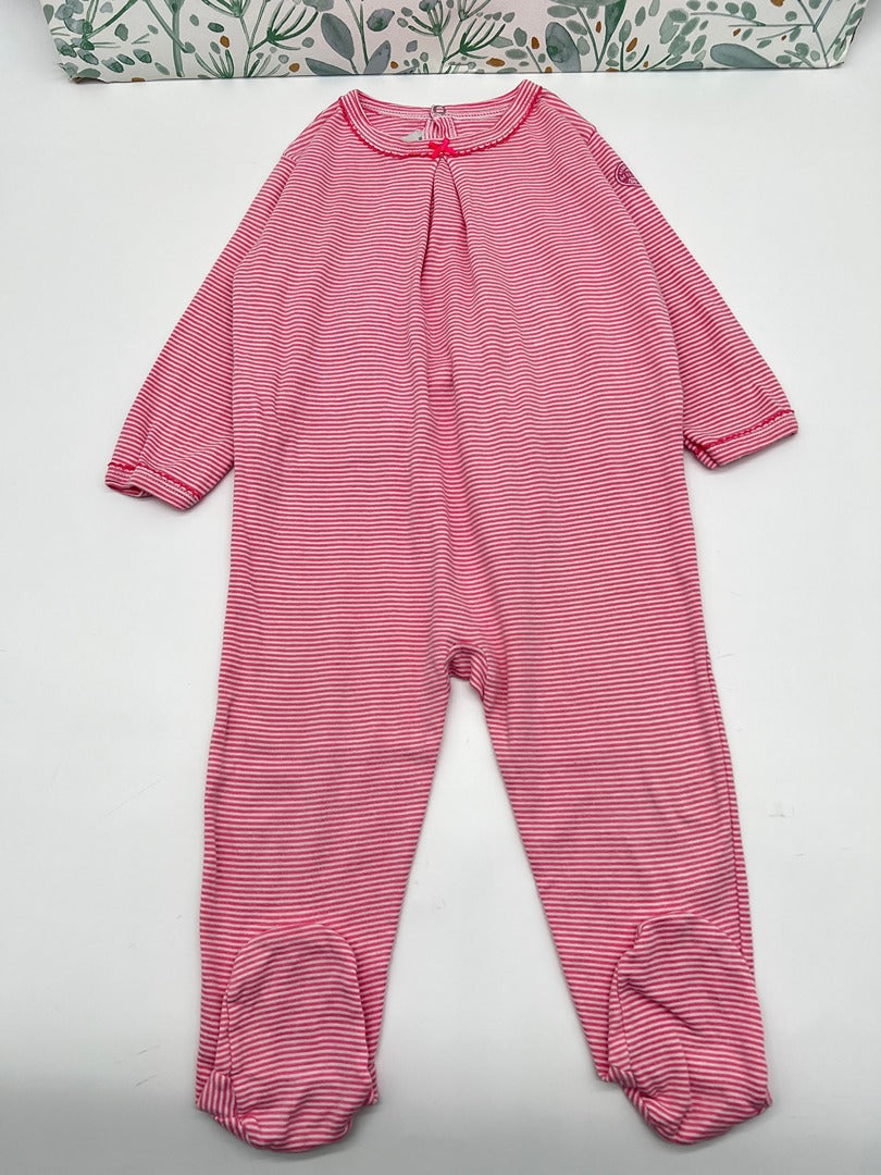 Pyjama dors-bien 1 picèe jersey Petit Bateau fille 18 mois rose rayé mi-saison