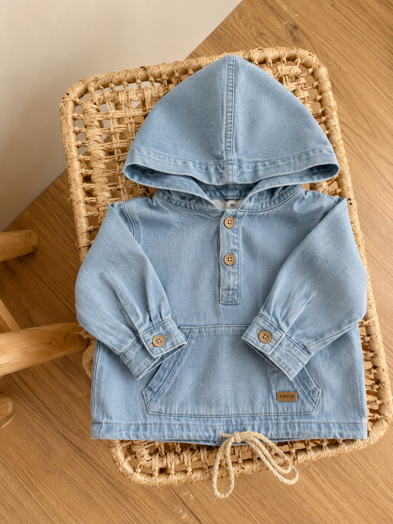 Chemise Jean À Capuche Bébé Garçon 6 Mois Mi-saison