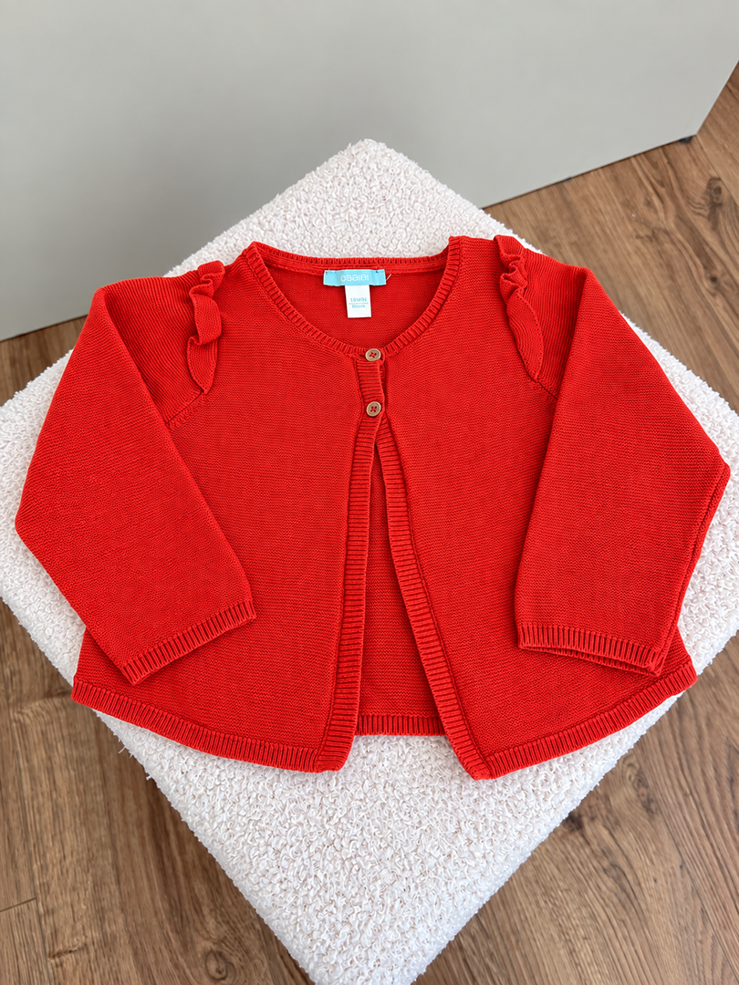 Gilet rouge Obaïbi fille mi-saison manches longues 18 mois