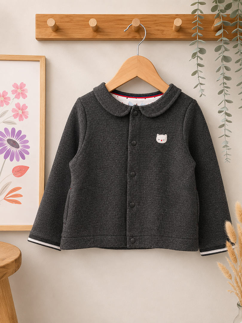Gilet Cardigan fille mi-saison - Obaïbi 3 ans joli col gris