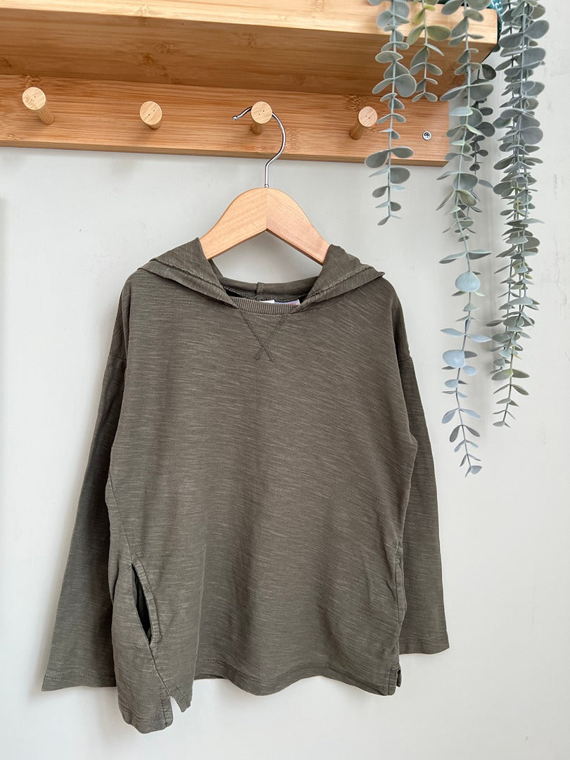 Sweat à capuche / T-shirt manches longues Zara - 5 ans - Kaki - garçon