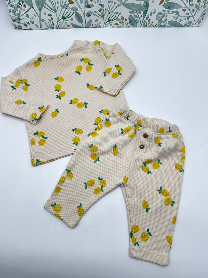 Ensemble homewear nid d'abeille bébé fille Hema - 6 mois - Crème & citron