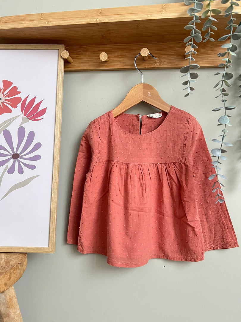 Blouse fille Little Cigogne 3 ans rose manches longues