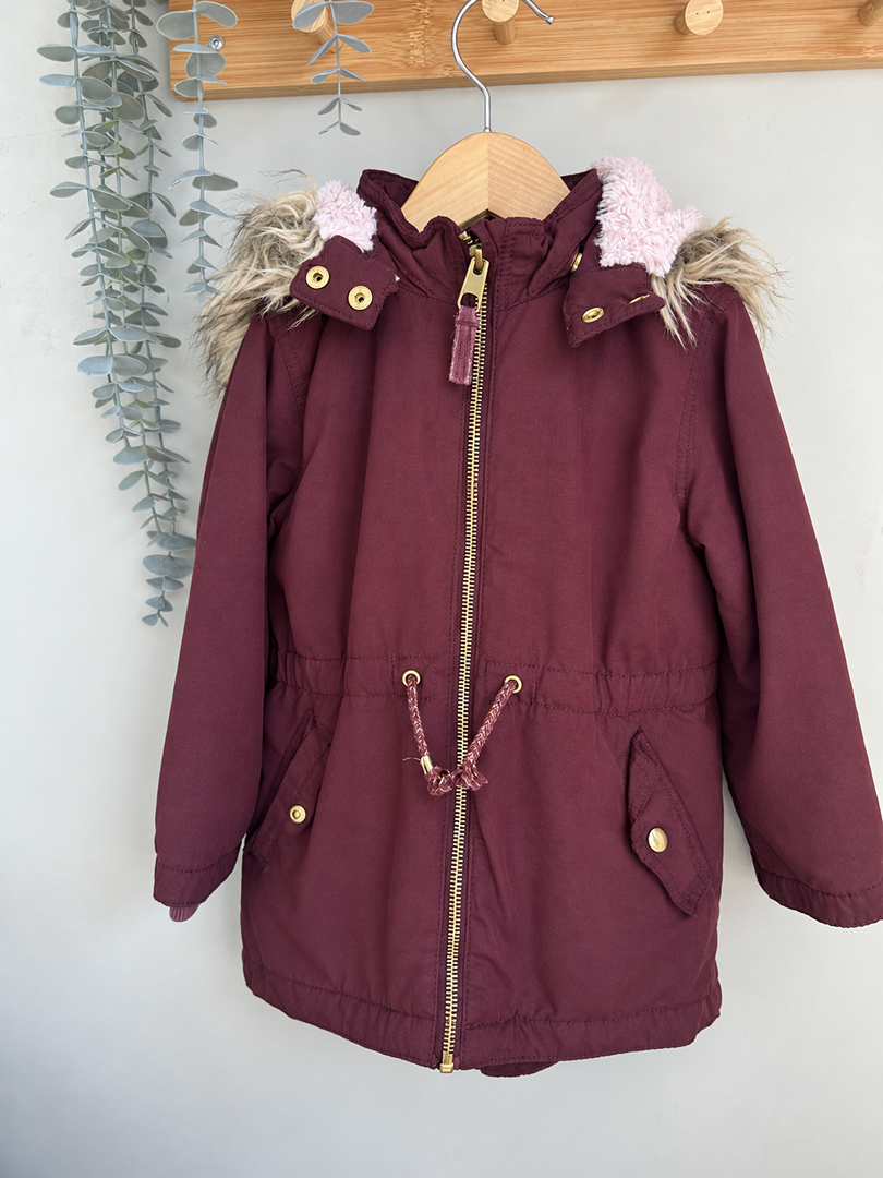 Manteau chaud hiver fille H&m bordeaux 4 ans