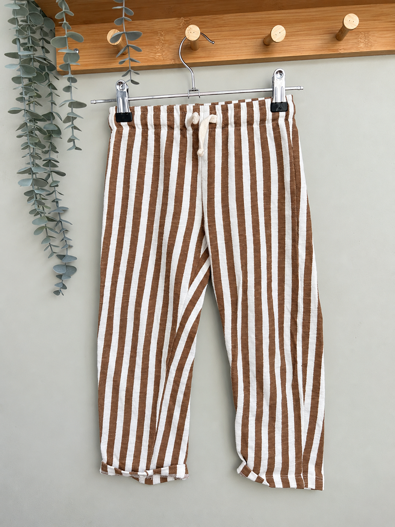 Pantalon Sarouel Garçon rayé marron blanc Kiabi 4 Ans mi-saison