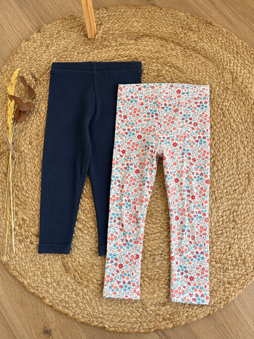 Lot 2 leggings côtelés fille Sergent Major Tao 3 ans mi-saison bleu