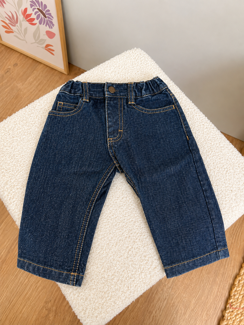Jean garçon Petit Bateau 6 mois bleu mi-saison