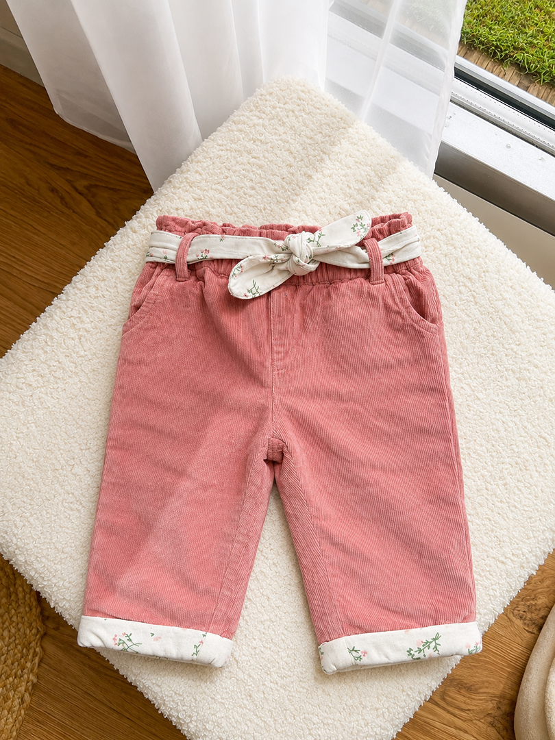 Pantalon velours rose Fashion Company 3 mois fille mi-saison