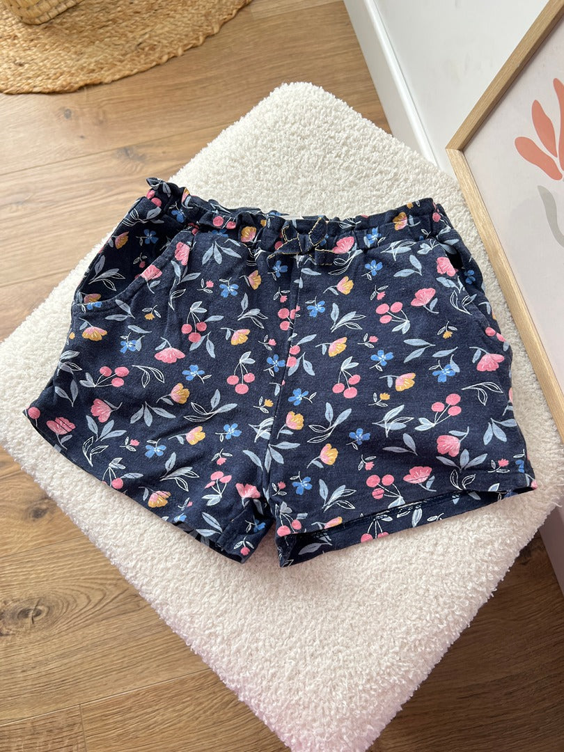 Short fille Tape à l'oeil Tao 4 ans marine fleuri été