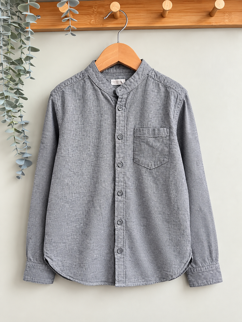 Chemise garçon Orchestra gris col officier manches longues mi-saison 8 ans