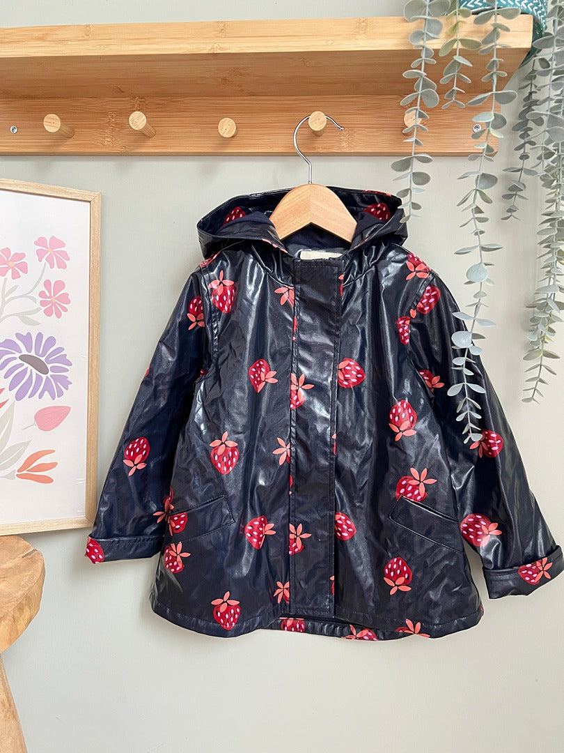 Ciré imperméable veste de pluie fille Du pareil au même Dpam - 3 ans - Bleu et imprimé fraise