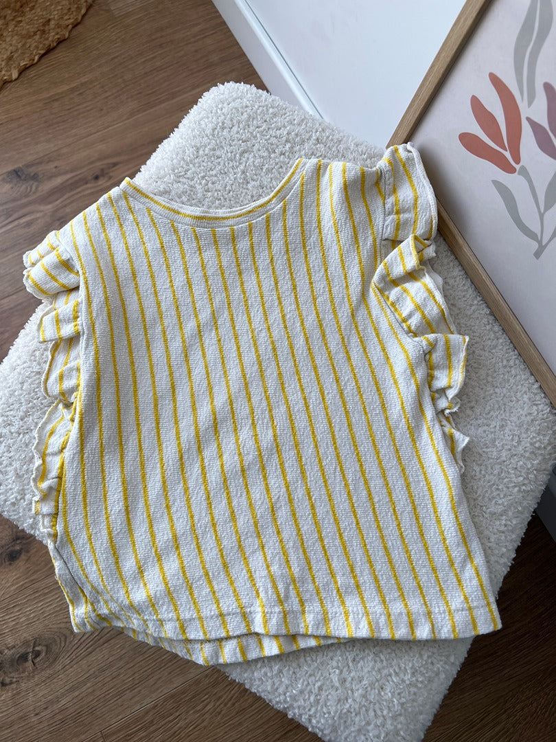 Top t-shirt Zara fille 12 mois 18 mois jaune à volants été manches courtes