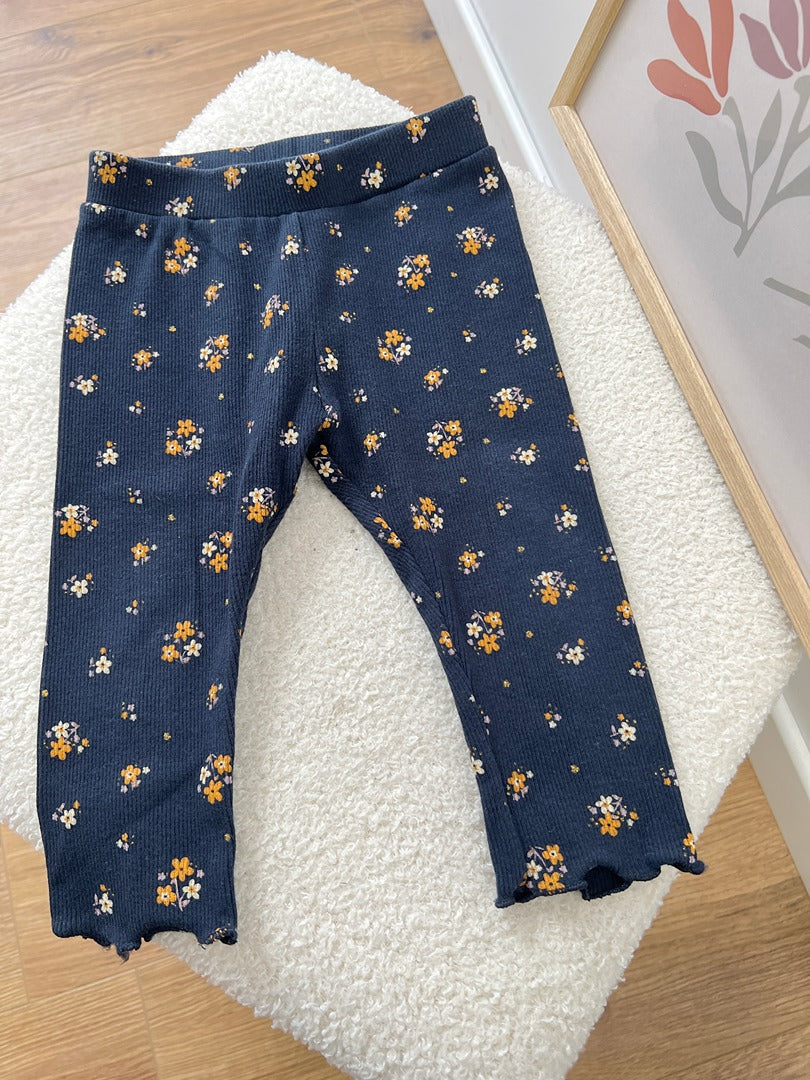 Legging côtelé fille Kiabi - 18 mois - Bleu marine fleuri