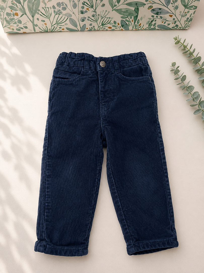 Pantalon Velours côtelé bleu Marine Garçon 18 Mois Hiver Orchestra