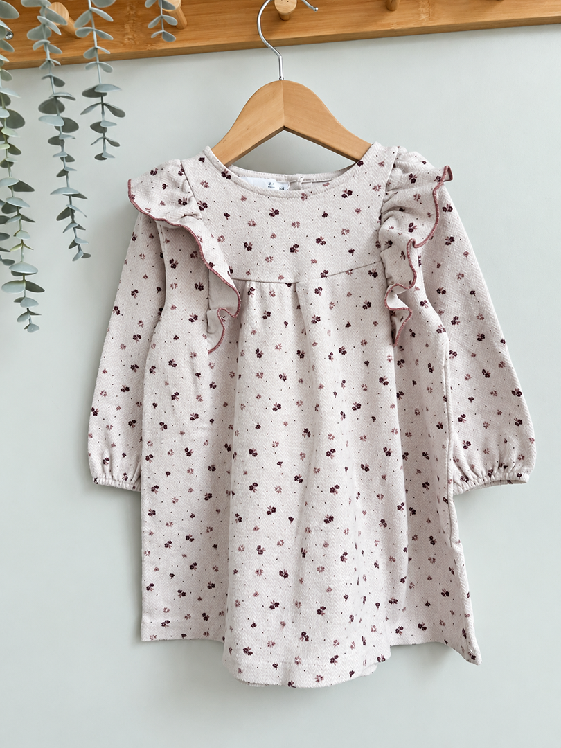 Robe fille Zara rose 4 ans mi-saison manches longues fleuri