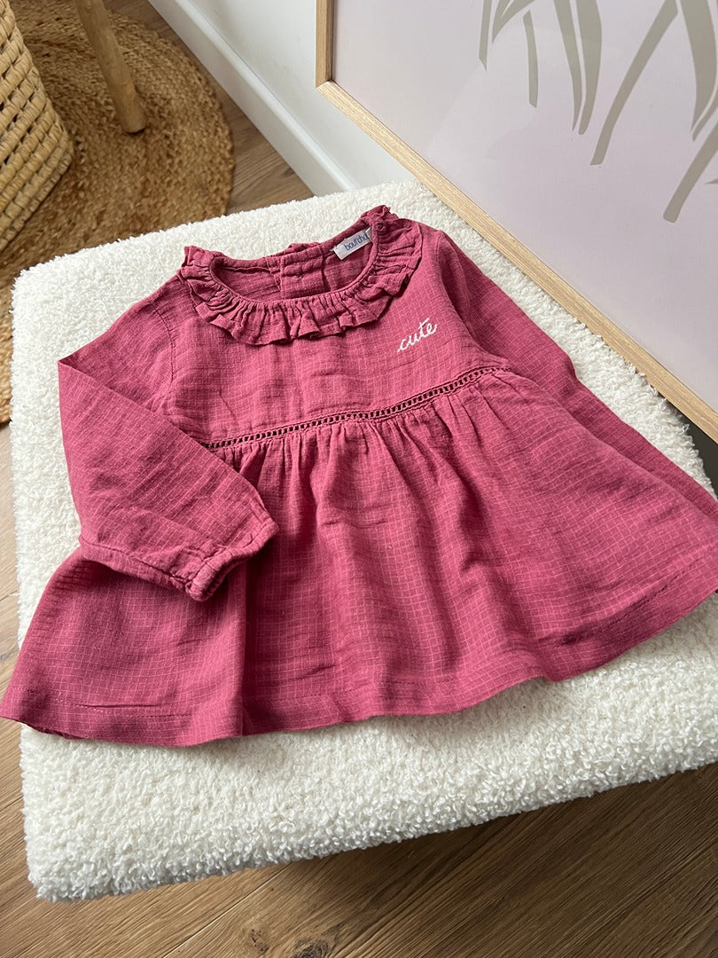 Tunique Robe fille bout'chou - 6 mois - Rose foncé - État : Excellent