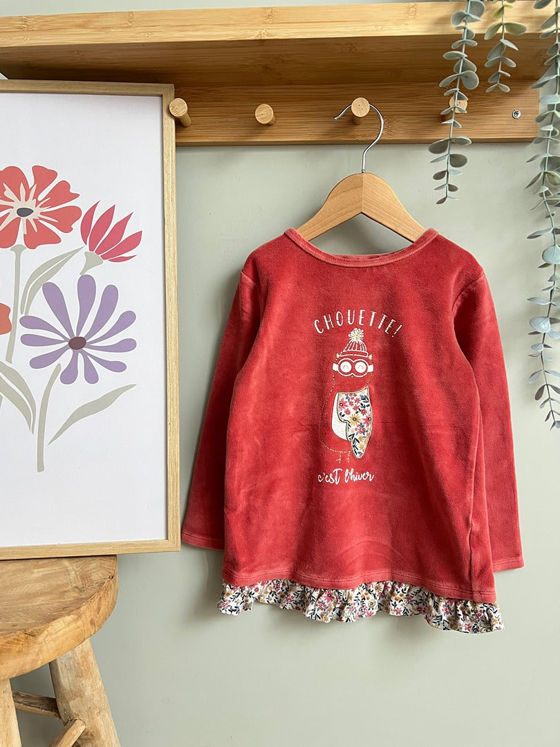 Chemise de nuit en velours rouge Tape à l'oeil fille 5 ans manches longues