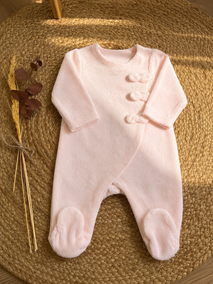 Pyjama velours rose fille Tape à l'oeil 3 mois hiver