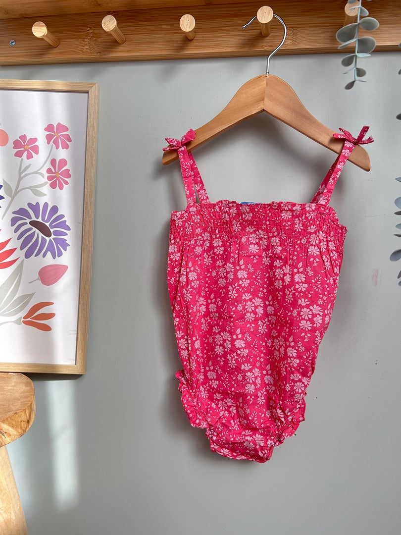 Barboteuse fleurie fluide fille Jacadi été - 18 mois - Rose