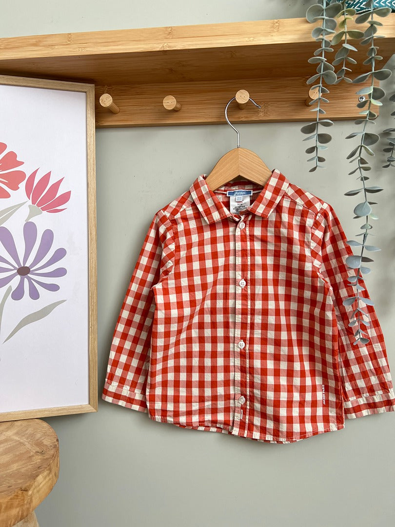 Chemise Jacadi garçon 3 ans vichy rouge manches longues