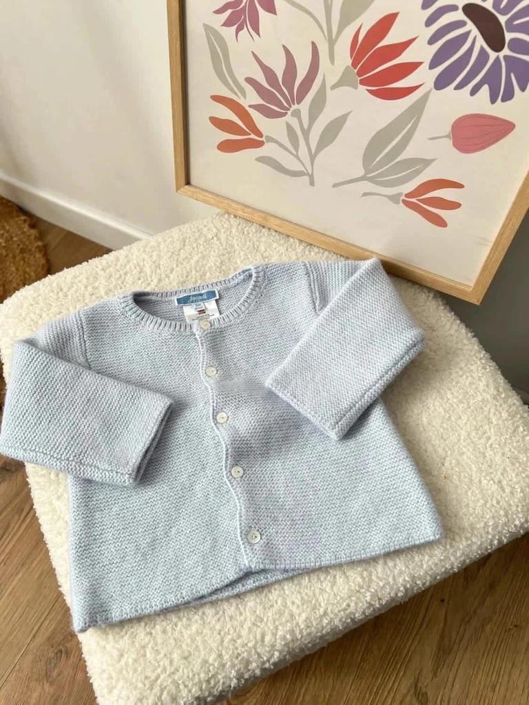 Gilet bleu clair Jacadi – laine & alpaga – 6 mois Garçon