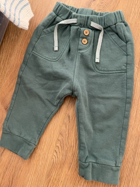 Pantalon jogging garçon Tape à l'œil vert kaki mi-saison 18 mois