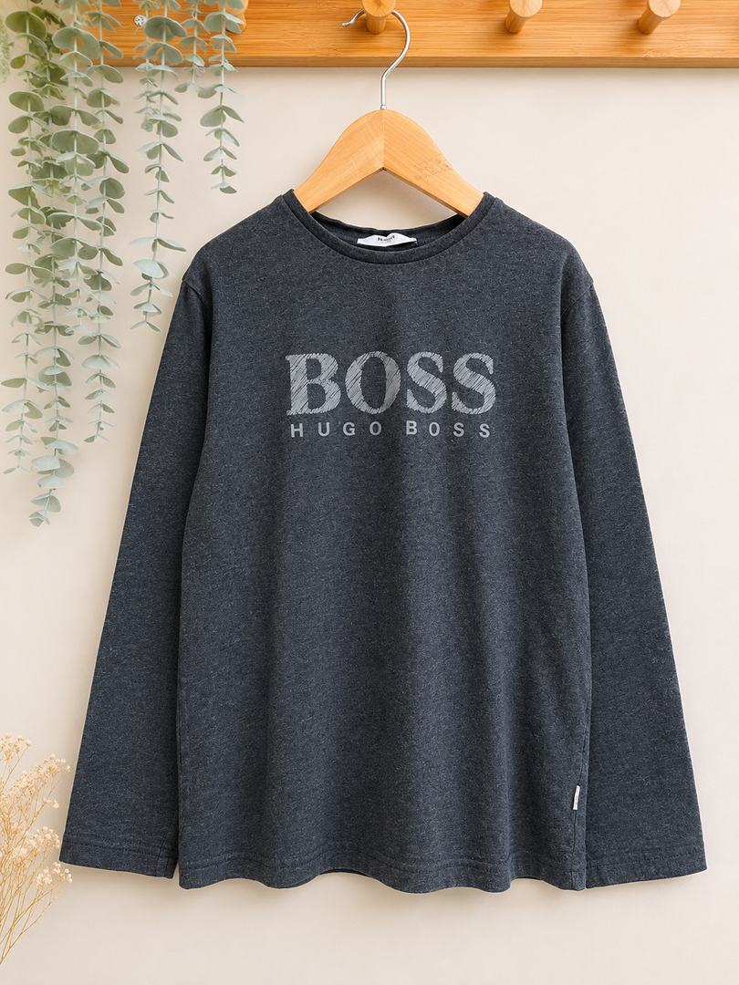 T-shirt manches longues Hugo Boss garçon 8 ans gris