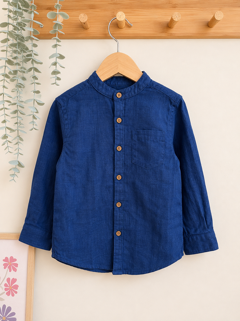 Chemise lin Monoprix Premium 4 ans garçon col mao été mi-saison