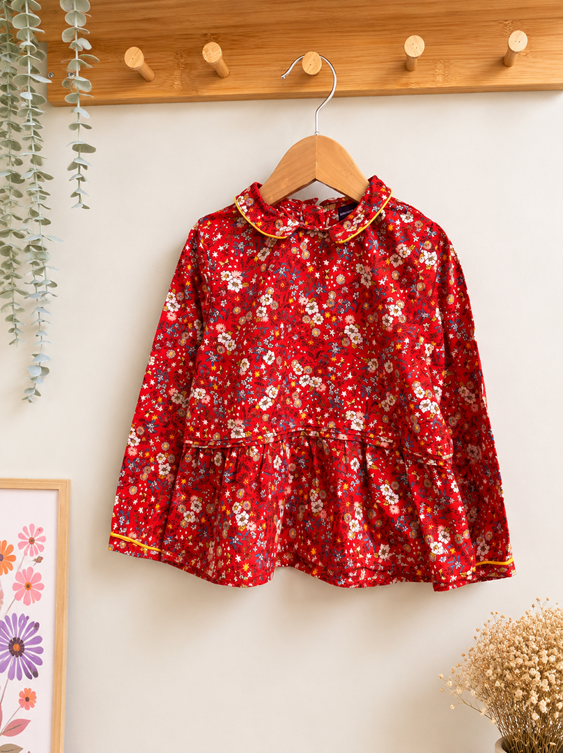 Blouse fille Sergent Major 4 ans rouge manches longues mi-saison joli col