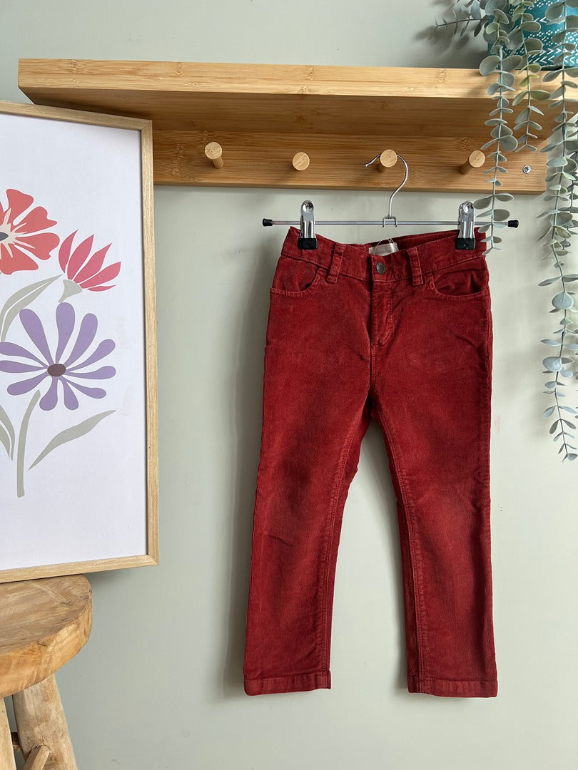 Pantalon velours côtelé bordeaux Arsène et les piplettes 4 ans fille Hiver