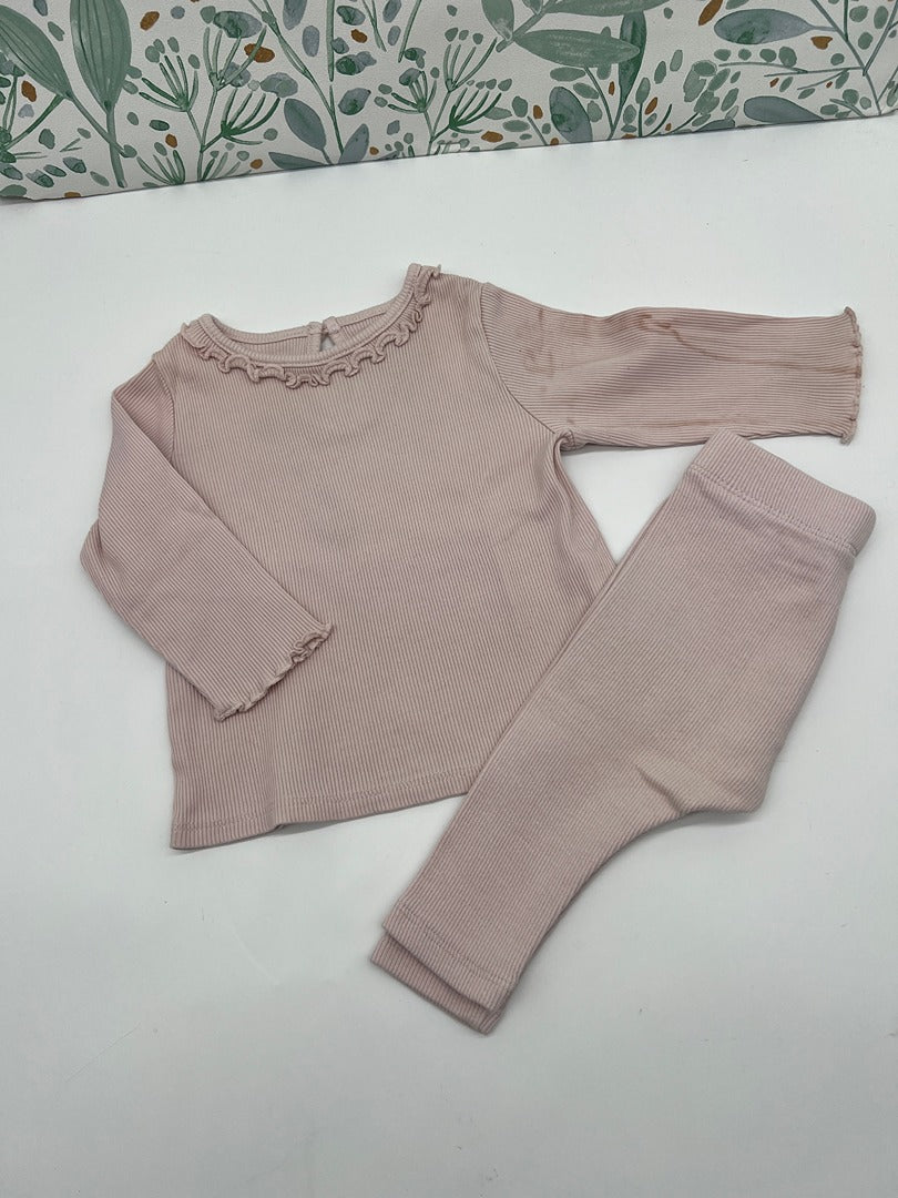 Ensemble côtelé Kiabi - 6 mois - Rose fille - legging t-shirt