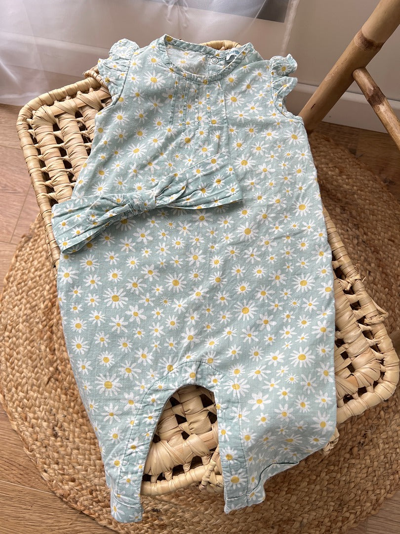 Ensemble combinaison et bandeau Vertbaudet 6 mois fille été