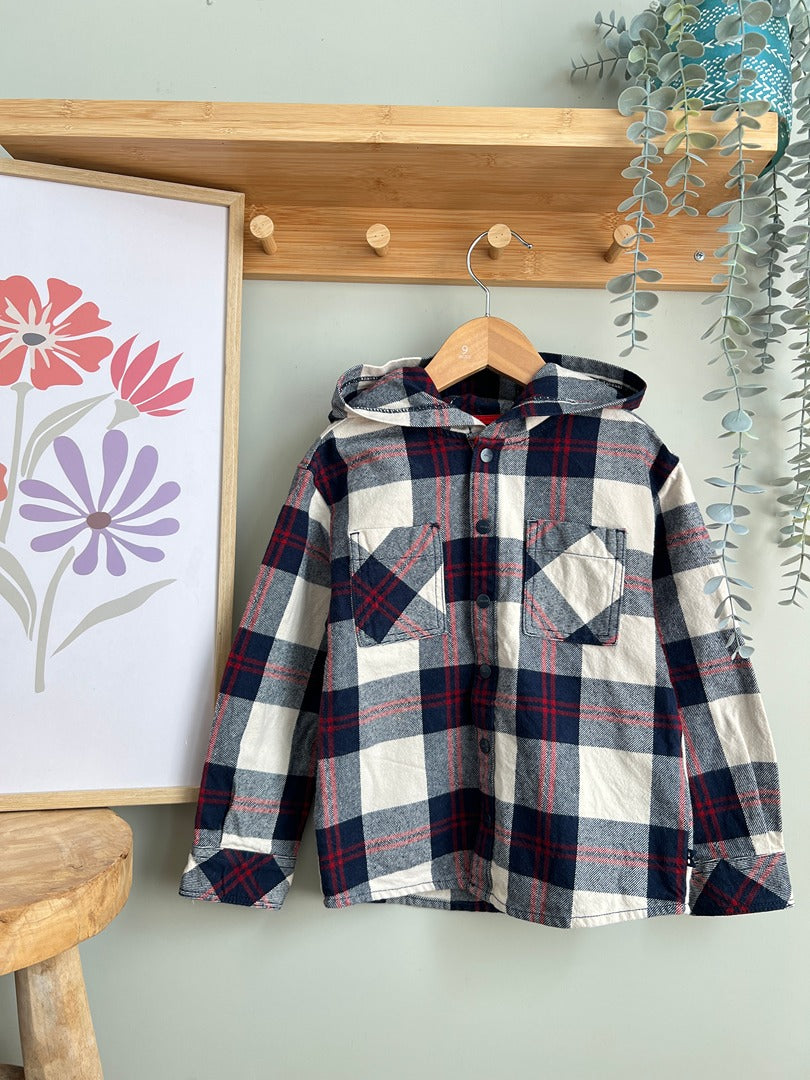 Surchemise marine Okaïdi 4 ans Garçon à capuche carreaux