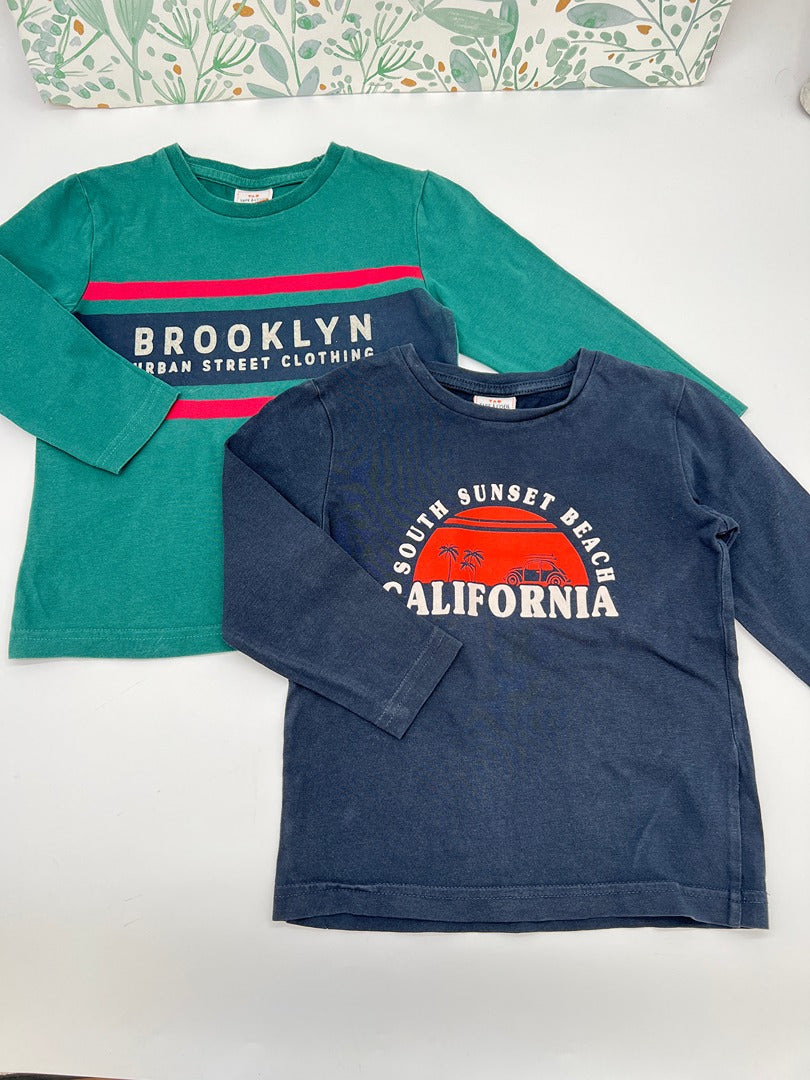 Lot de 2 t-shirts à manches longues garçon Tape à l'œil Tao - 3 ans - Bleu marine vert