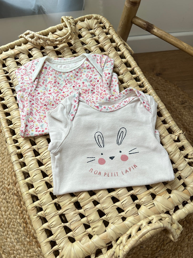 Lot 2 bodys manches longues Tape à l'œil fille 3 mois mi-saison