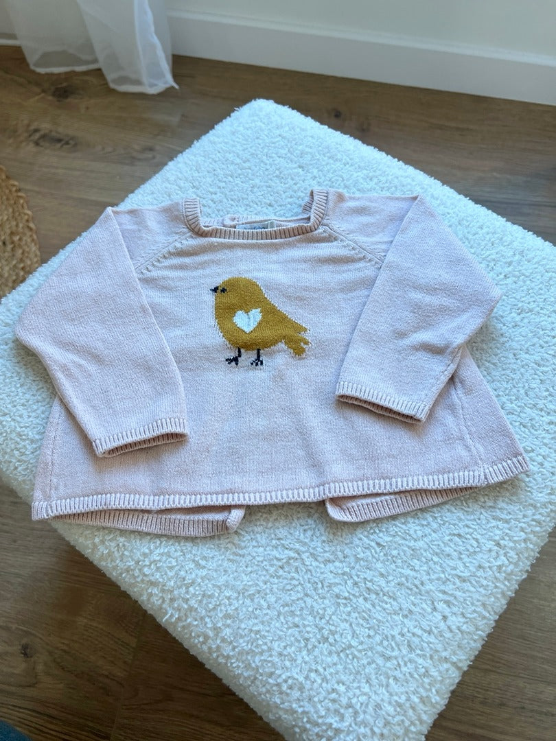 Pull fille rose bout'chou 6 mois mi-saison manches longues