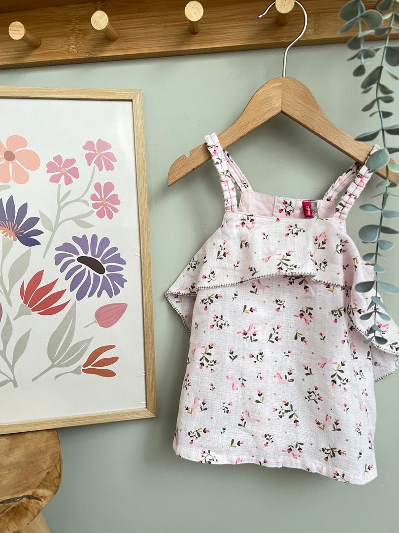 Blouse à bretelles Orchestra rose fille été 12 mois