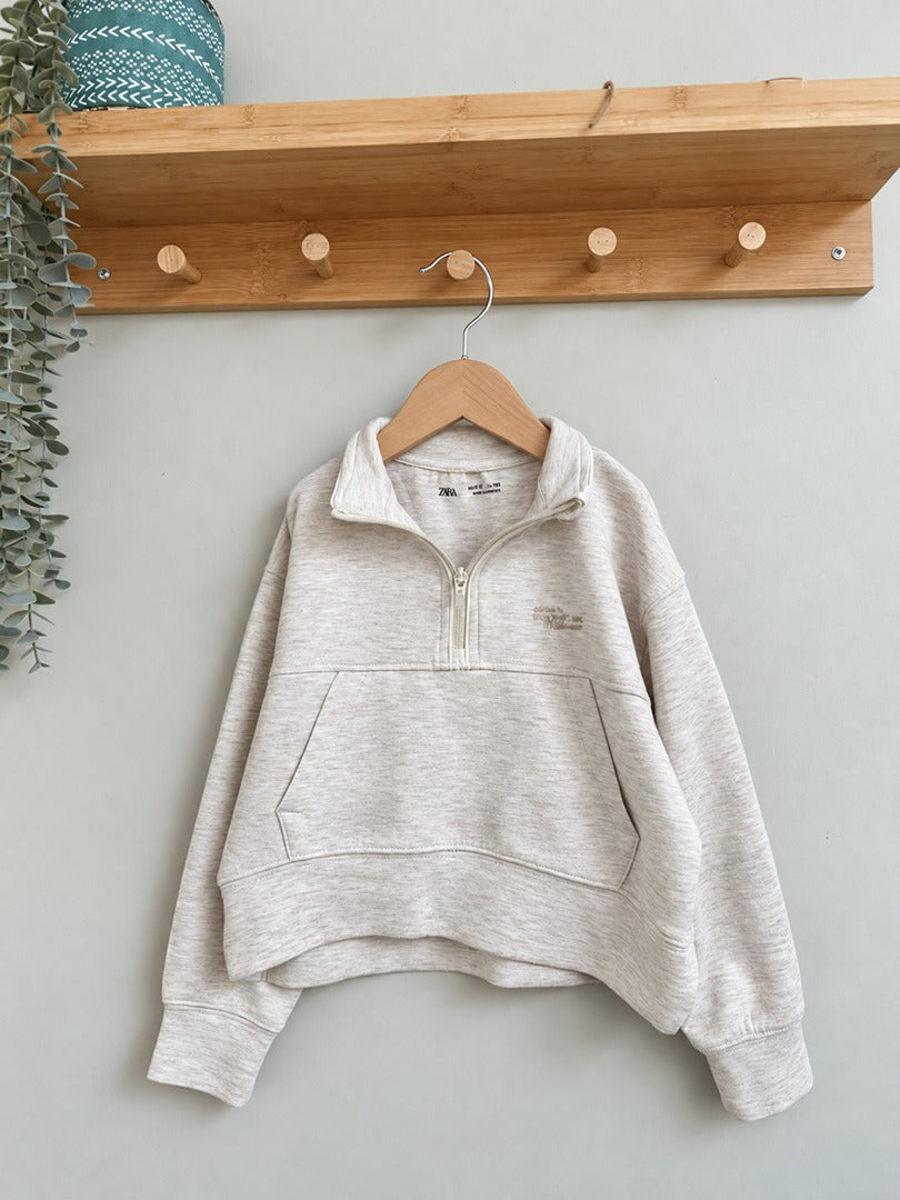 Sweat fille Zara beige 7 ans mi-saison col montant manches longues très bon état