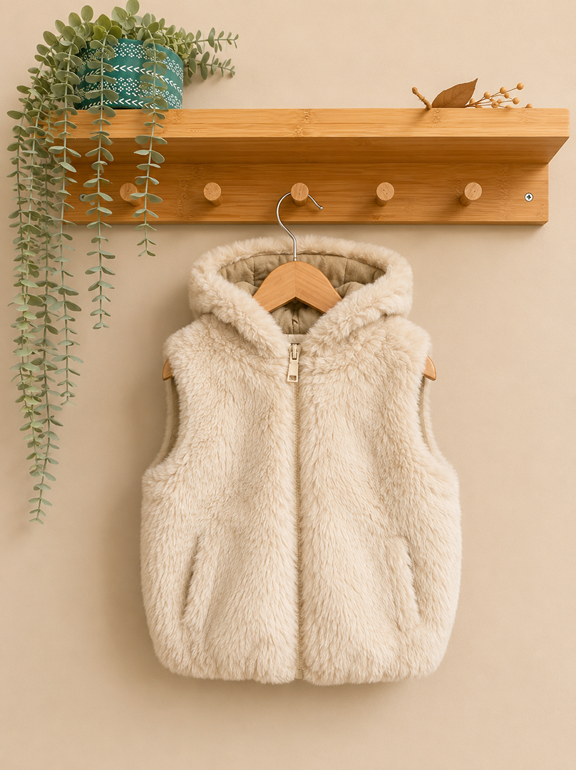 Gilet doudoune sans manches réversible Zara crème fille hiver correspond à un 2 ans