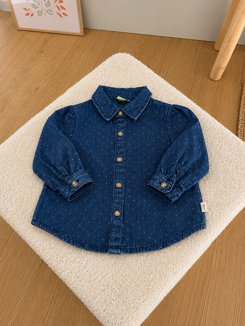 Chemise Tape à l'œil 9 mois garçon jean bleu manches longues