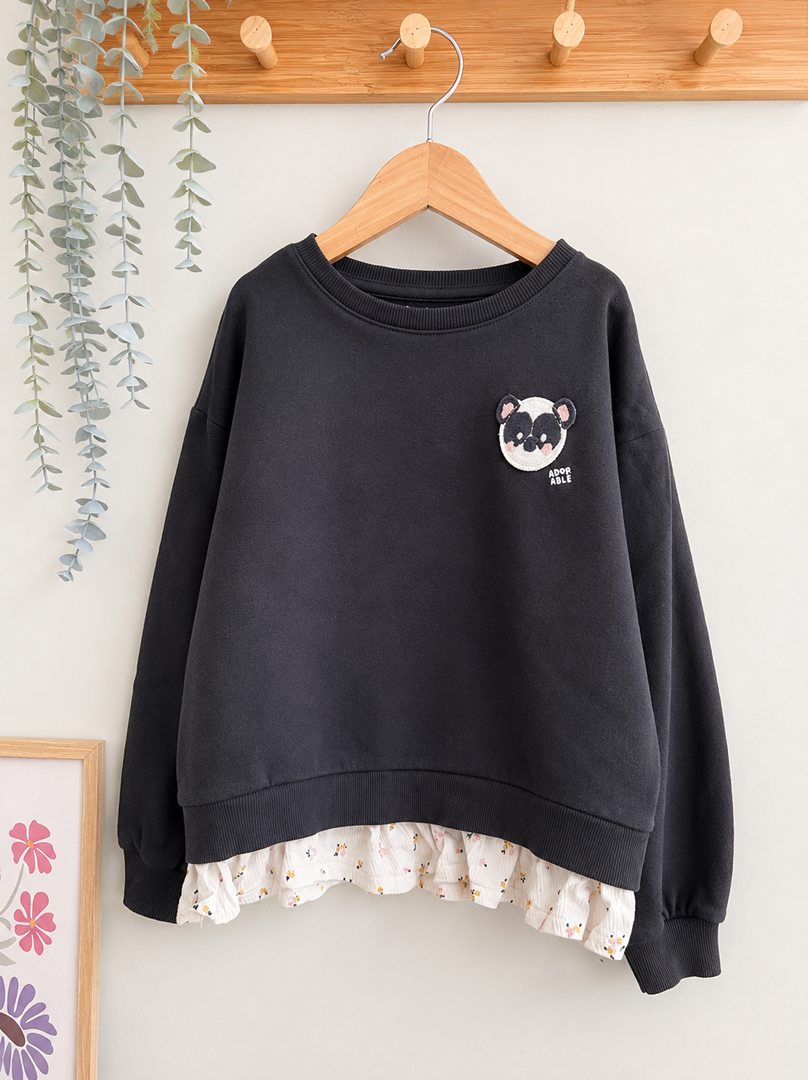 Sweat pull gris fille Kiabi 5 ans mi-saison manches longues panda