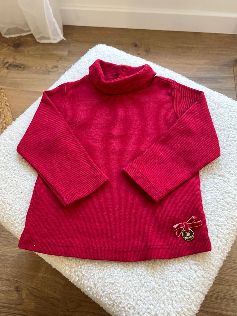 Pull col roulé rouge Mayoral fille correspond à du 12 mois hiver manches longues