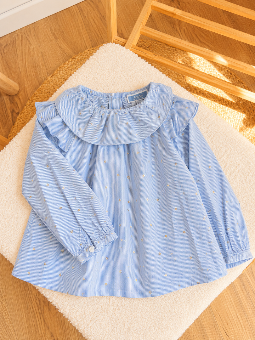 Chemise blouse fille Jacadi 18 mois rayée bleue manches longues