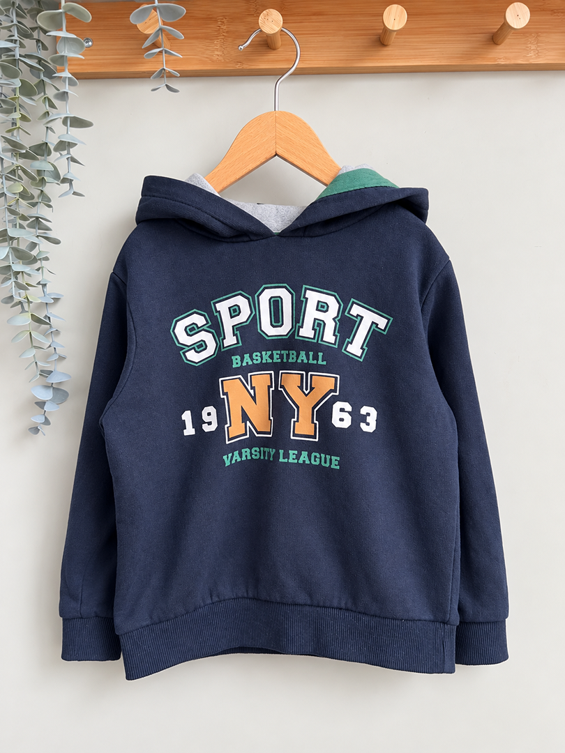 Sweat à capuche garçon Vertbaudet bleu marine 5 ans hiver