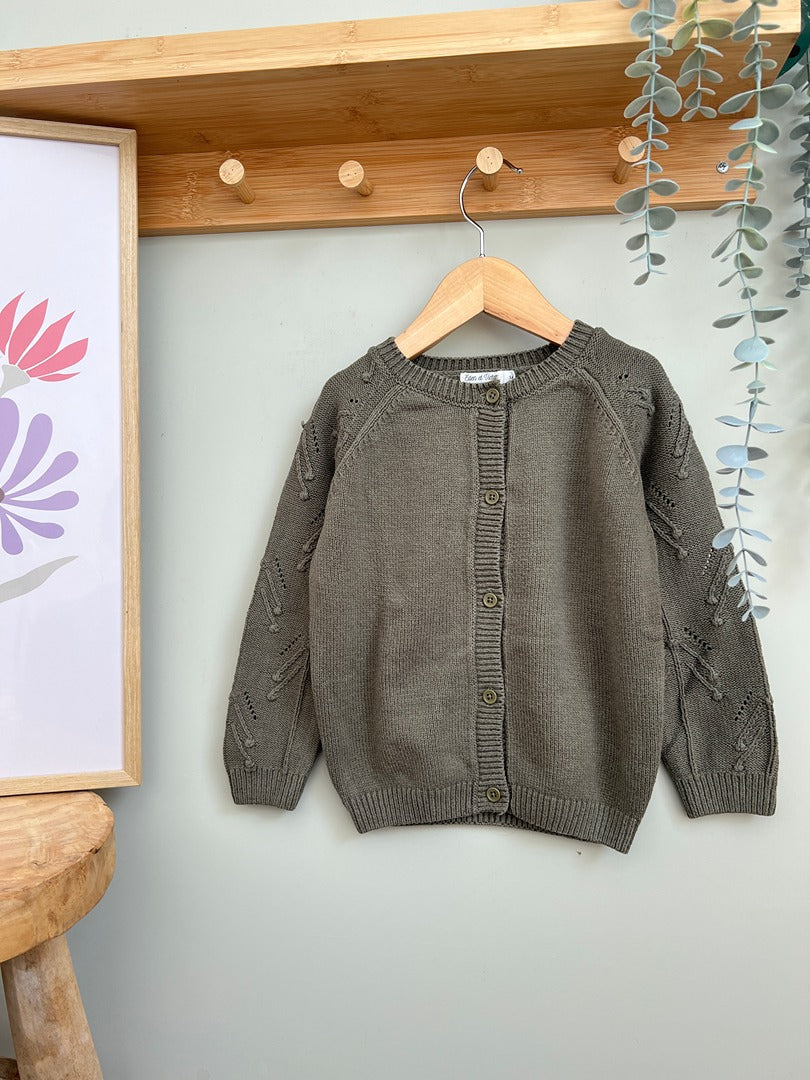 Gilet fille Eden et Victor 3 ans kaki mi-saison