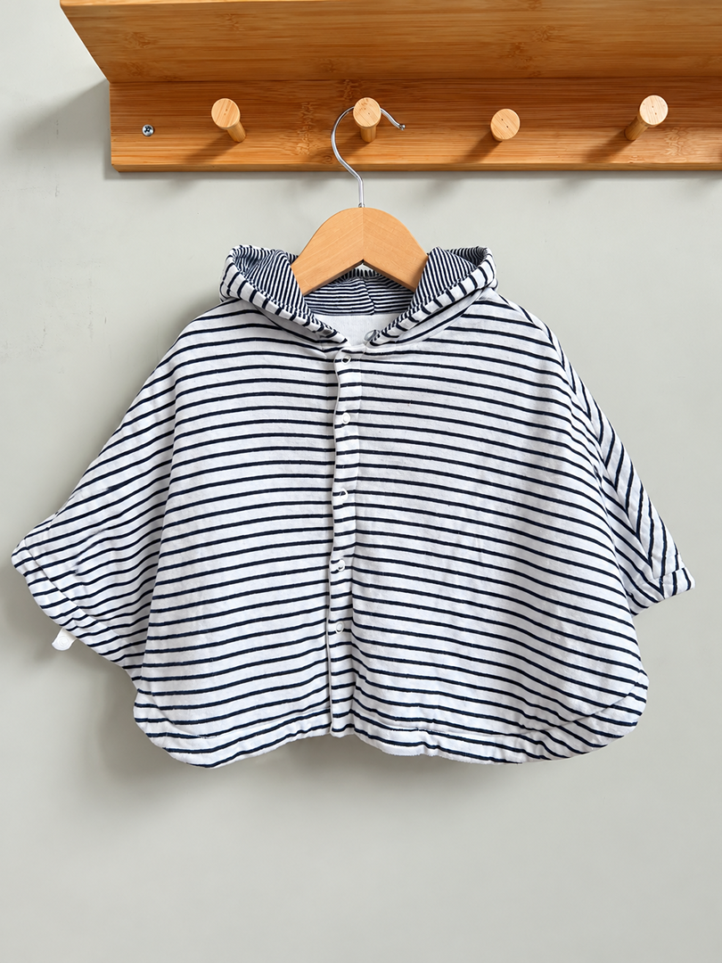 Poncho mixte Petit Bateau 6 mois 9 mois 12 mois rayé blanc et noir fille ou garçon mi-saison