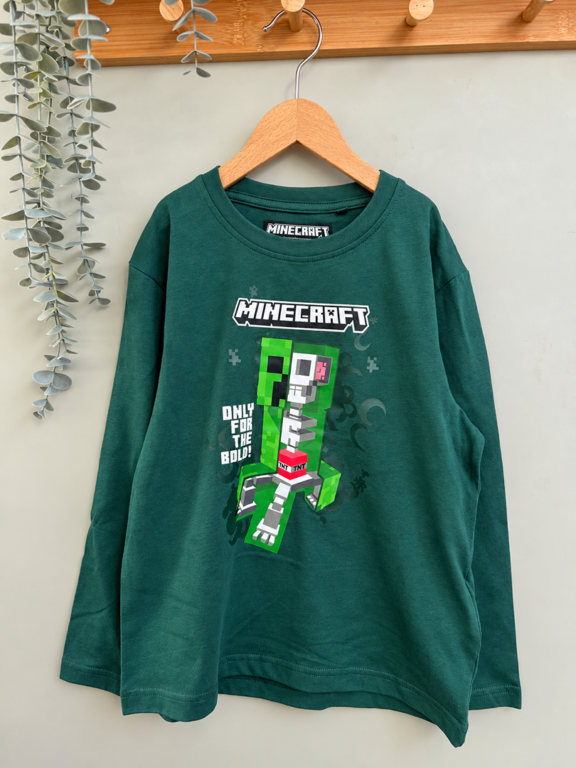 T-shirt manches longues vert Minecraft garçon 6 ans mi-saison