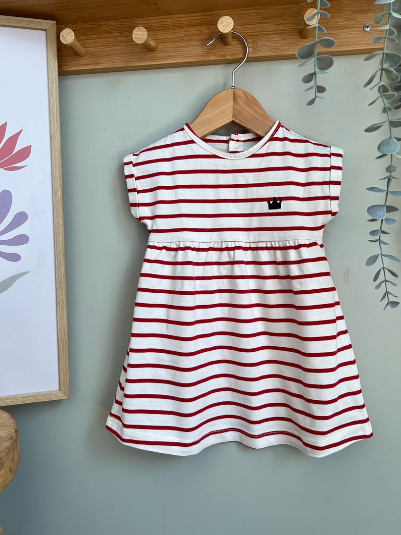Robe marinière Bout'chou 9 mois fille rouge été manches courtes