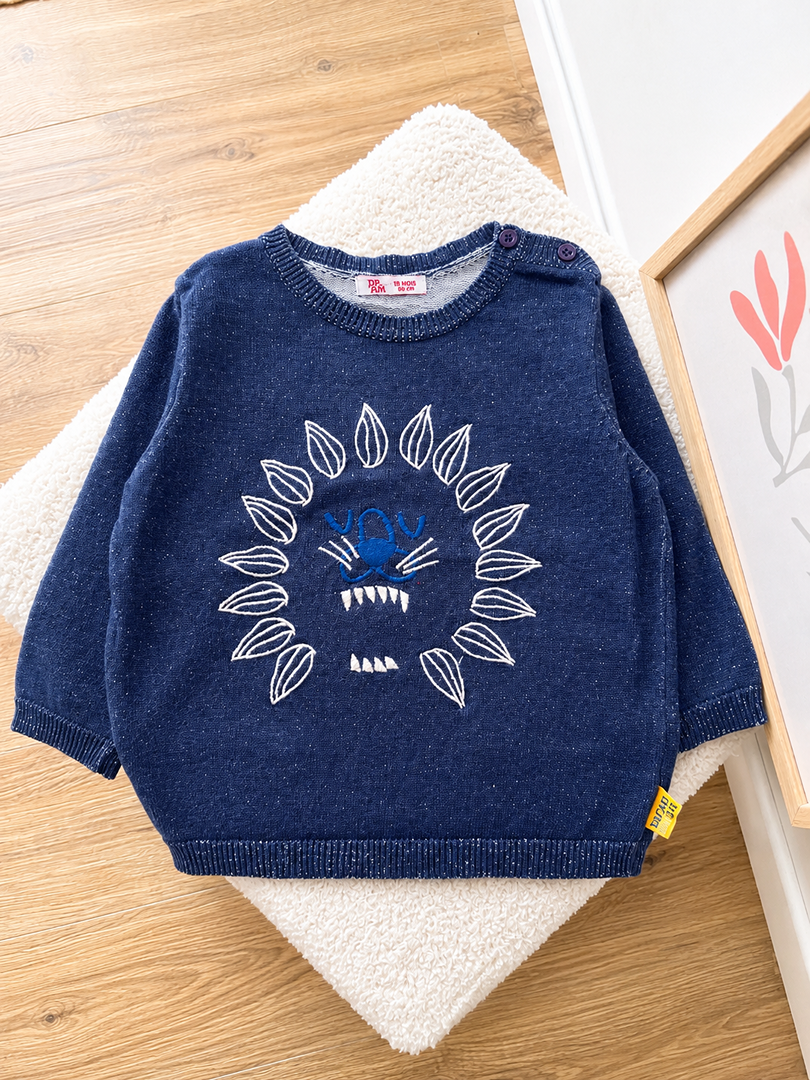 Pull bleu Dpam 18 mois garçon mi-saison manches longues