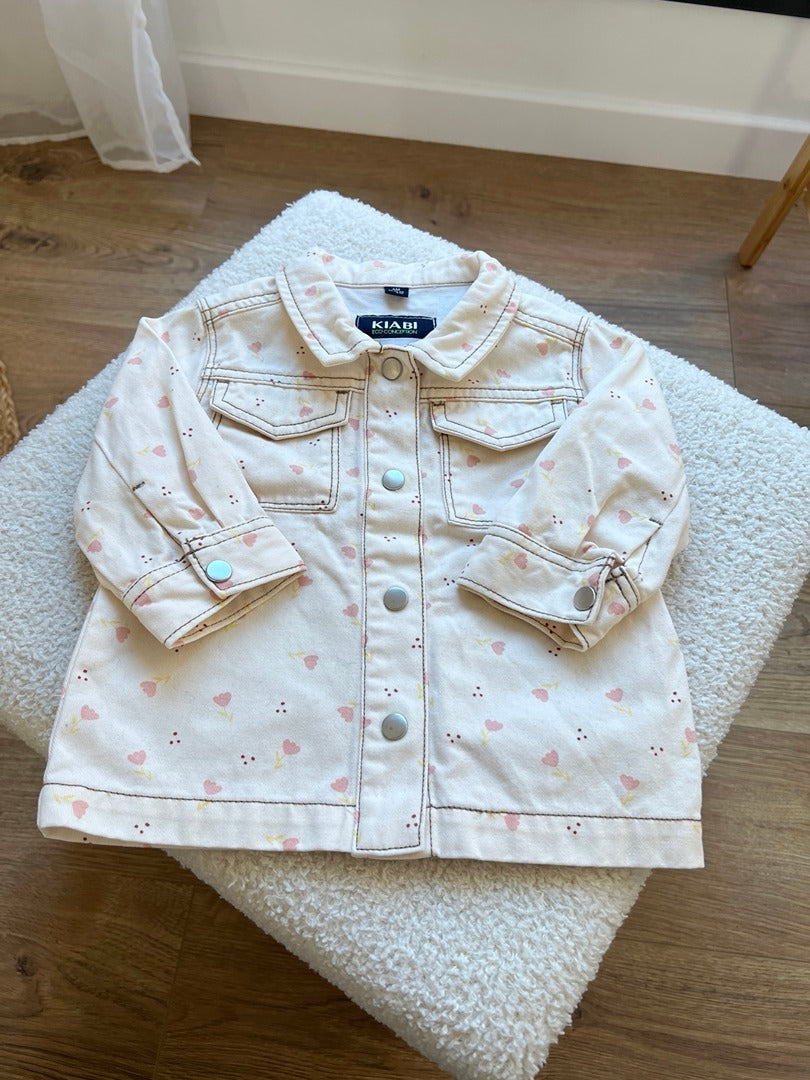 Veste en jean beige Kiabi fille 6 mois mi-saison tulipe